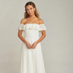 Show Me Your MuMu White Off-Shoulder Lace Dress